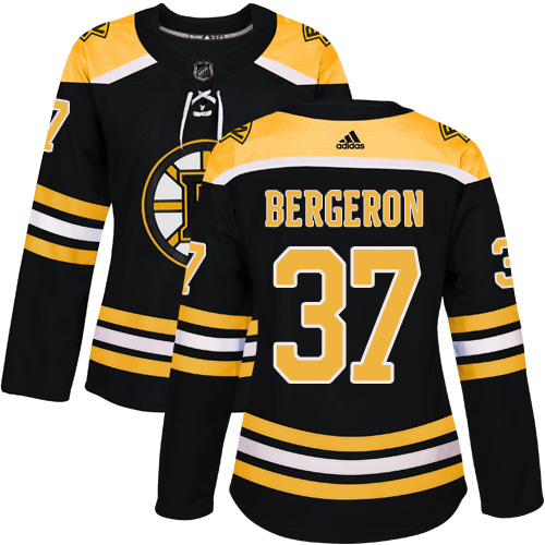 Adidas Boston Bruins 37 Patrice Bergeron Black Home Authentic Women Stitched NHL Jersey